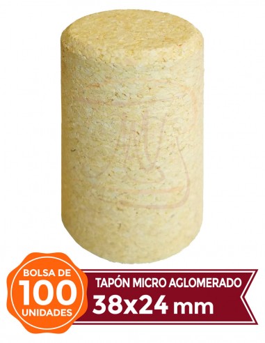 Tapones de Corcho Micro Aglomerado - Tapón Corcho Micro Aglomerado 38x24 100u - EuroTapón Nuñez