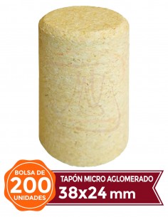Tapones de Corcho Micro Aglomerado - Tapón Corcho Micro Aglomerado 38x24 200u - EuroTapón Nuñez