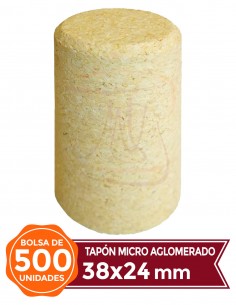 Tapones de Corcho Micro Aglomerado - Tapón Corcho Micro Aglomerado 38x23,7 500u - EuroTapón Nuñez