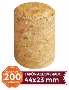 Tapones de Corcho Aglomerado - Tapón Corcho Aglomerado 44x23 200u - EuroTapón Nuñez